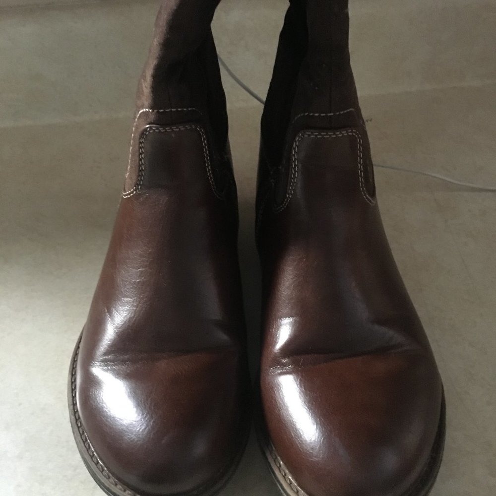 Maurices Tall Brown Boots Samantha Faux Suede Size 7M 1" Heel - Picture 10 of 15